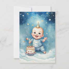 Blåkort för Starry Baby Birthday Kort