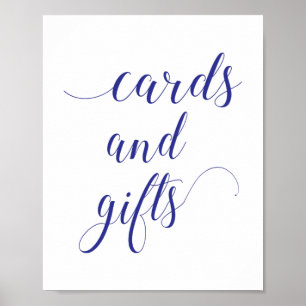 Blåkort och Bröllop-tecken för elegant Navy Poster
