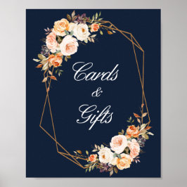 Blåkort och presentkort för hösten blommigt bröllo poster