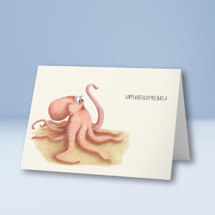 Blåkortet Cute Octopus Teckning Personlig Kort