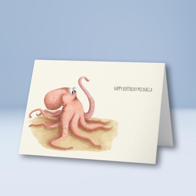 Blåkortet Cute Octopus Teckning Personlig Kort (Skapare uppladdad)