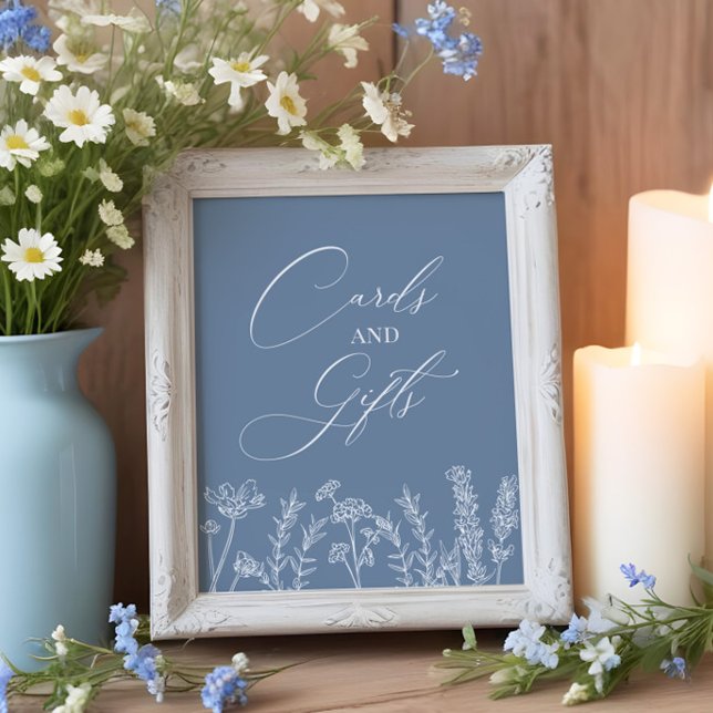Blåkortsskylt för Wildblomma Bröllop Periwinkle Poster (Skapare uppladdad)