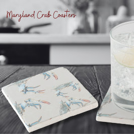 Blåkrabba Mönster Beverage Stone Underlägg