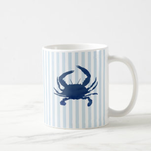 Blåkrabba Nautical Rand Mönster Kaffemugg