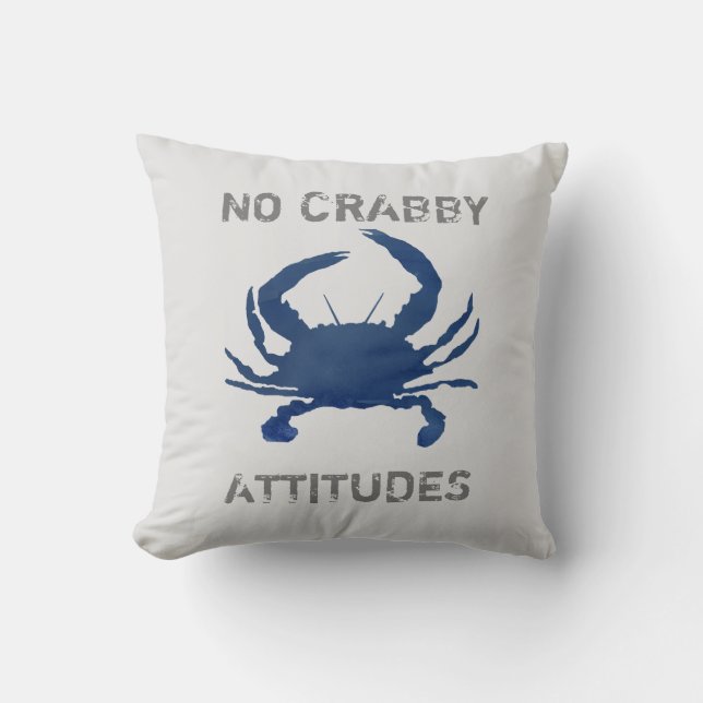Blåkrabba Nautisk no Crabby Attitudes Kudde (Framsida)