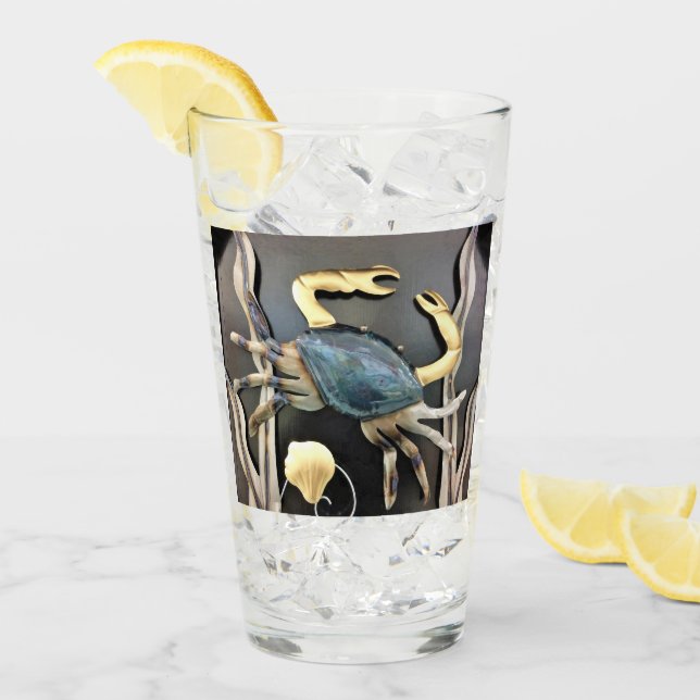 Blåkrabba Oceanen Metall Art Glaskopp (Framsida Ice)