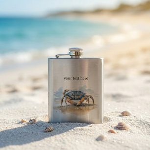 Blåkrabba och orange krabba på stranden fickplunta