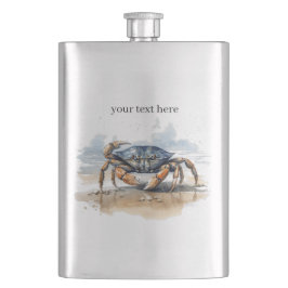 Blåkrabba och orange krabba på stranden fickplunta