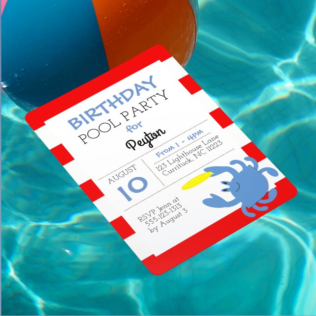 Blåkrabbinbjudan till Nautical Summer Party Inbjudningar (Skapare uppladdad)