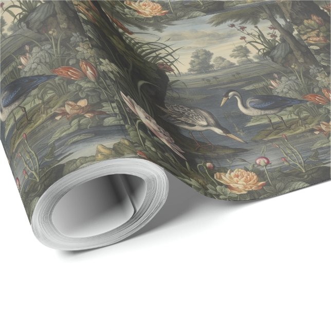 Blåkran vid en flod presentpapper (Rullad Hörn)