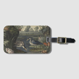 Blåkranar vid en flod bagagebricka