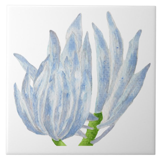 Blåkrita Sticks på en keramisk platta Kakelplatta (Framsidan)