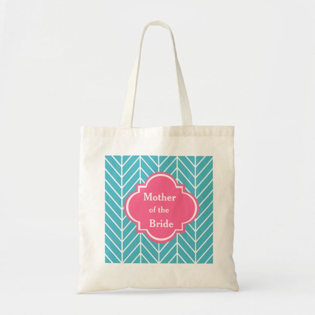 Blåkryp av Chevron Budens mamma Bröllop Tote Bag Tygkasse (Framsidan)