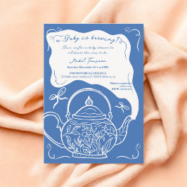 Blåkryp tekanna baby brinner dusch inbjudningar