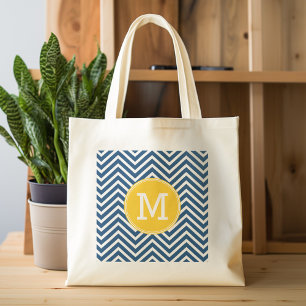 Blåkryss med Anpassningsbar Gult Monogram Tygkasse