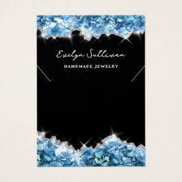 Blåkrystkort för halsband, visning visitkort