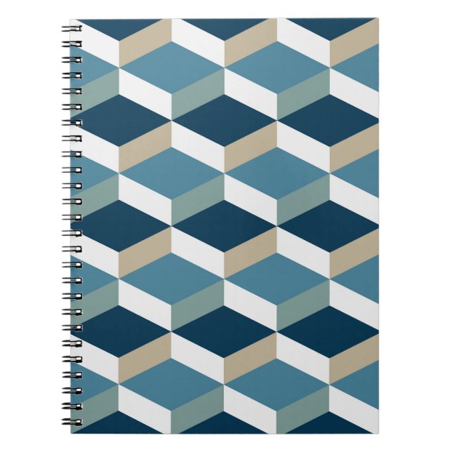 Blåkuber: Geometric Seamless Mönster Anteckningsbok (Framsidan)