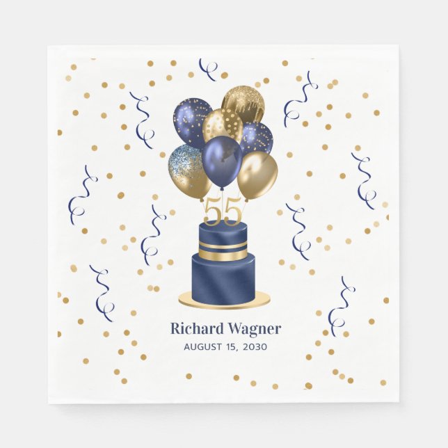 Blåkummel 55:e födelsedagen pappersservett (Framsidan)