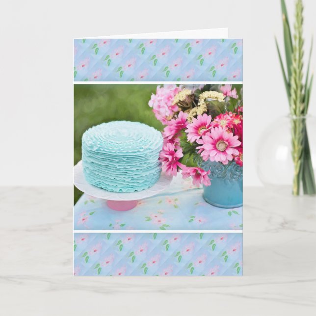 Blåkummel och blommor kort (Framsida)