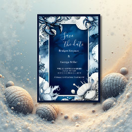 Blåkustvibe bröllop säkra datumet Inbjudan