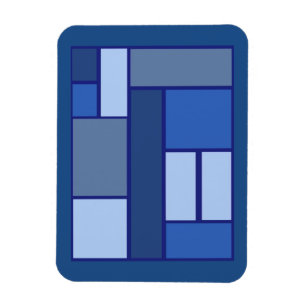 Blåkvadratisk geometri - Rörelseform och Färg Magnet