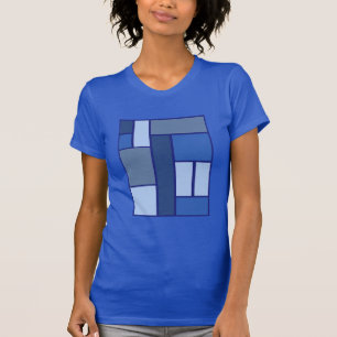 Blåkvadratisk geometrisk Mönster Tee