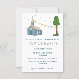 Blåkyrkans design för baptism eller julning inbjudningar