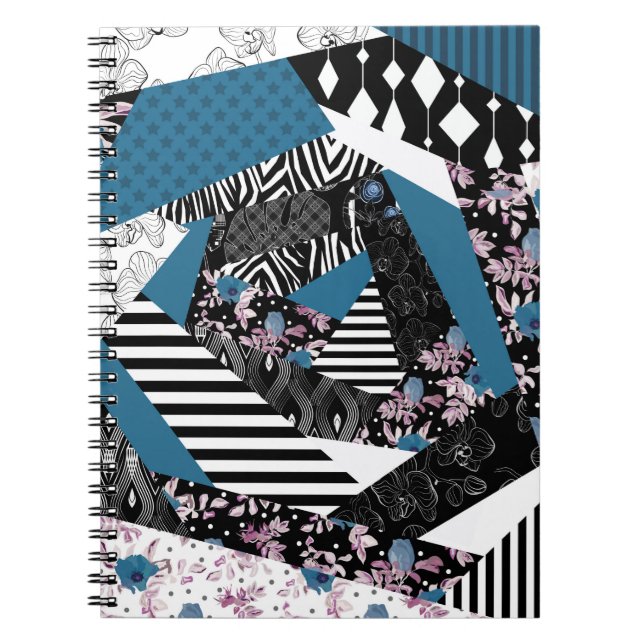 Blålappverk, populärt, lappverk, folk, rustik, anteckningsbok (Framsidan)