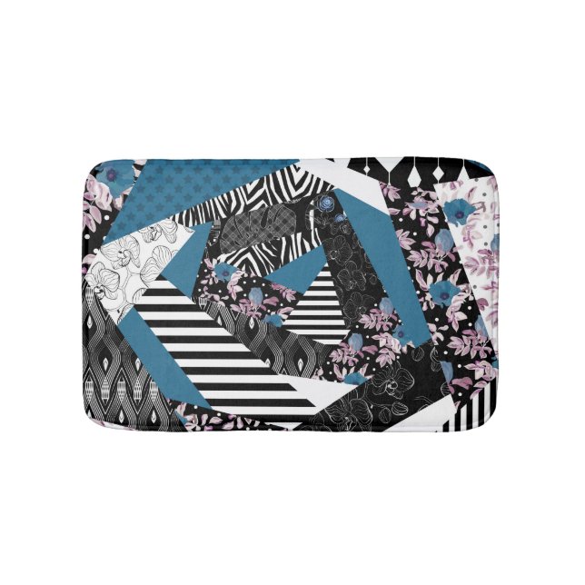 Blålappverk, populärt, lappverk, folk, rustik, badrumsmatta (Framsidan)