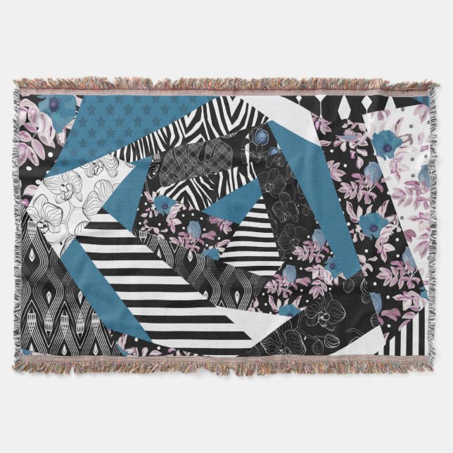 Blålappverk, populärt, lappverk, folk, rustik, filt (Framsidan)