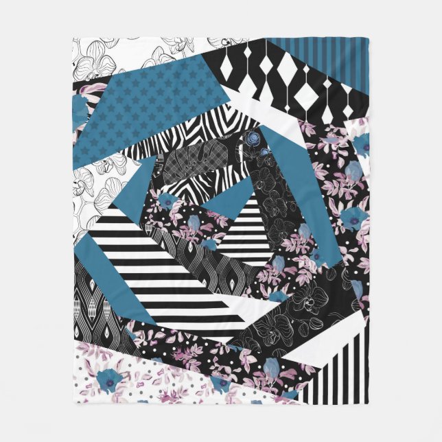 Blålappverk, populärt, lappverk, folk, rustik, fleecefilt (Framsidan)