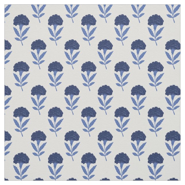 Blåljusblå bohemisk blomdesign tyg (Provkarta)