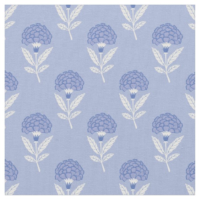 Blåljusblå bohemisk blomdesign tyg (Närbild)