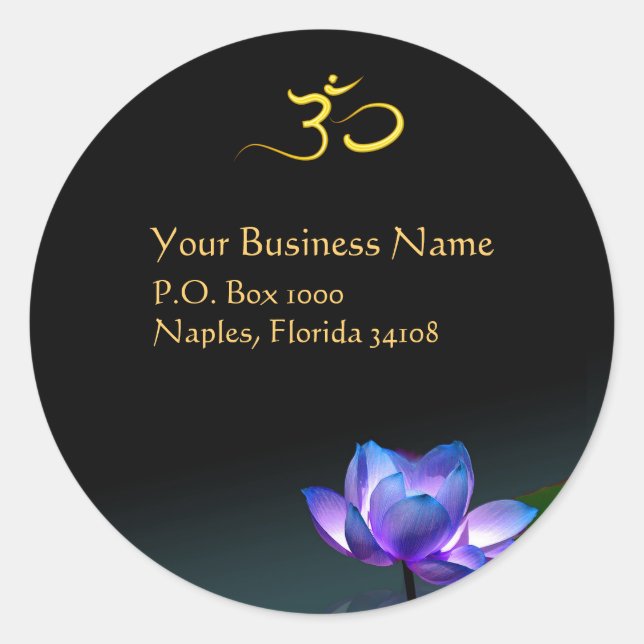 Blålotus-klistermärken Runt Klistermärke (Framsida)