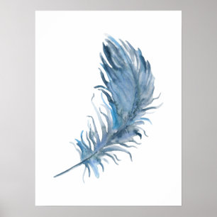 Blåluddig utskrift av vattenfärg Boho-färg Poster