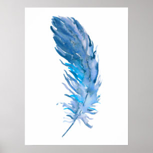 Blåluddig utskrift av vattenfärg Boho-färg Poster