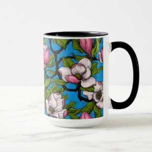 Blåmagnolia på blå mugg