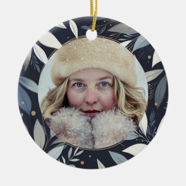 Blåmålad krans jul julgransprydnad keramik (Framsidan)