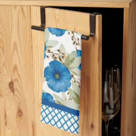 Blåmånsglorier och lattisverk kökshandduk