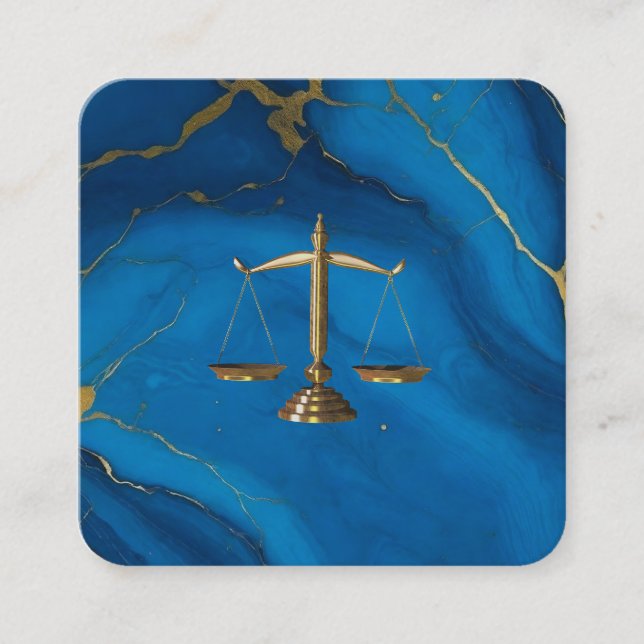 Blåmarbeladvokat i chic vid glitter fyrkantigt visitkort (Framsida)