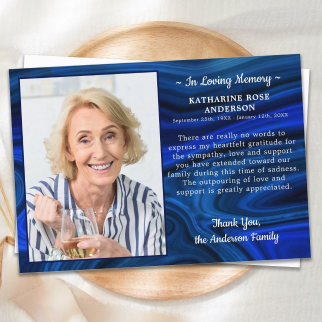 Blåmärkessympati Loving Memory Photo Funeral Tack Kort (Skapare uppladdad)