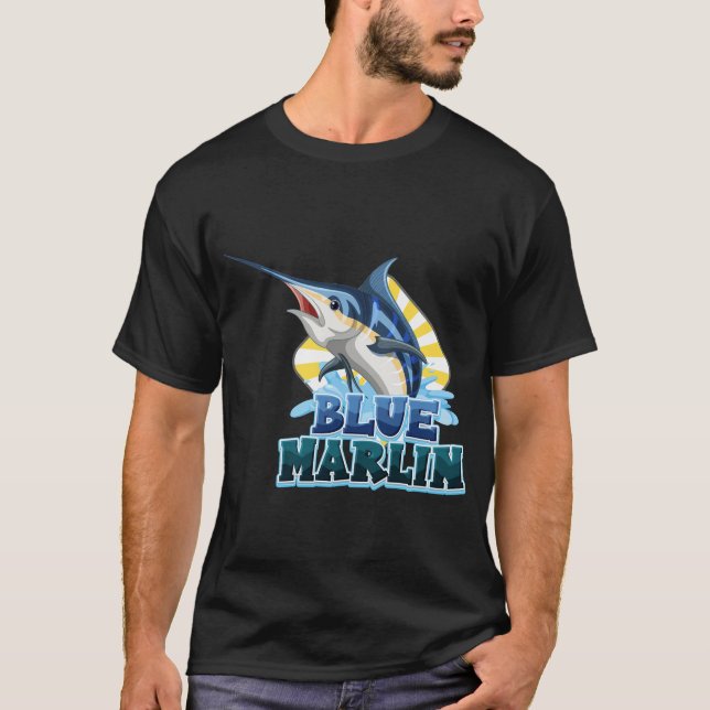 blåmarlin-fisk-tshirt-with-carton-karaktär t shirt (Framsida)