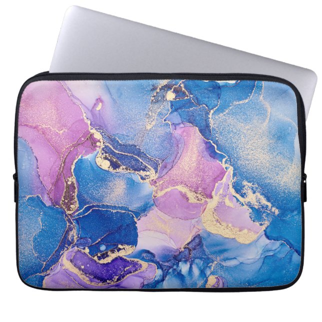 Blåmarmor abstrakt art Laptop sleeve (Framsidan)