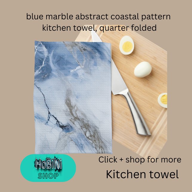 Blåmarmor abstrakt mönster kökshandduk (blue marble abstract coastal pattern kitchen towel)
