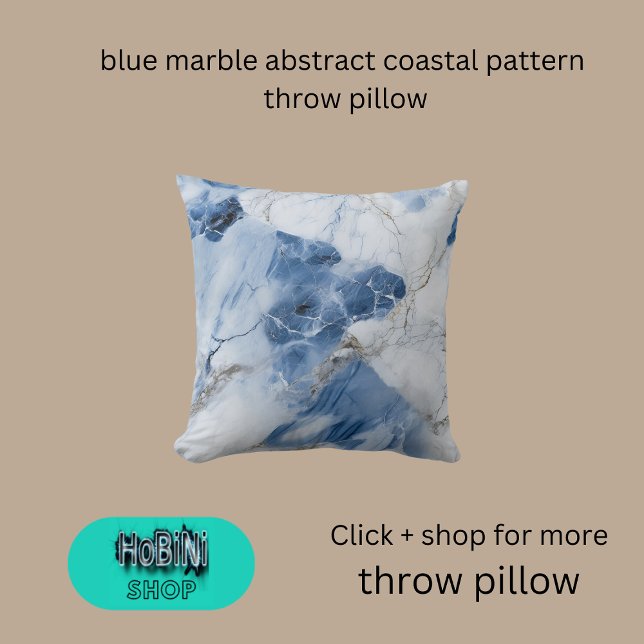 Blåmarmor abstrakt mönster kudde (blue marble abstract coastal pattern throw pillow)