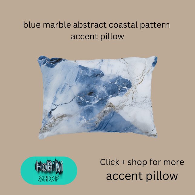 Blåmarmor abstrakt mönster prydnadskudde (blue marble abstract coastal pattern accent pillow)