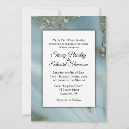 Blåmarmor Agate-bröllopsinbjudan Inbjudningar