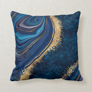 Blåmarmor av abstrakt, agate granite mosa kudde