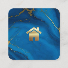 Blåmarmor chic vid glitter vid gods fyrkantigt visitkort