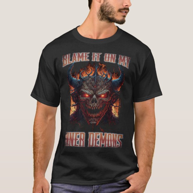Blame It On My Inner Demons Quote Devil Monster Sk T Shirt (Framsida)